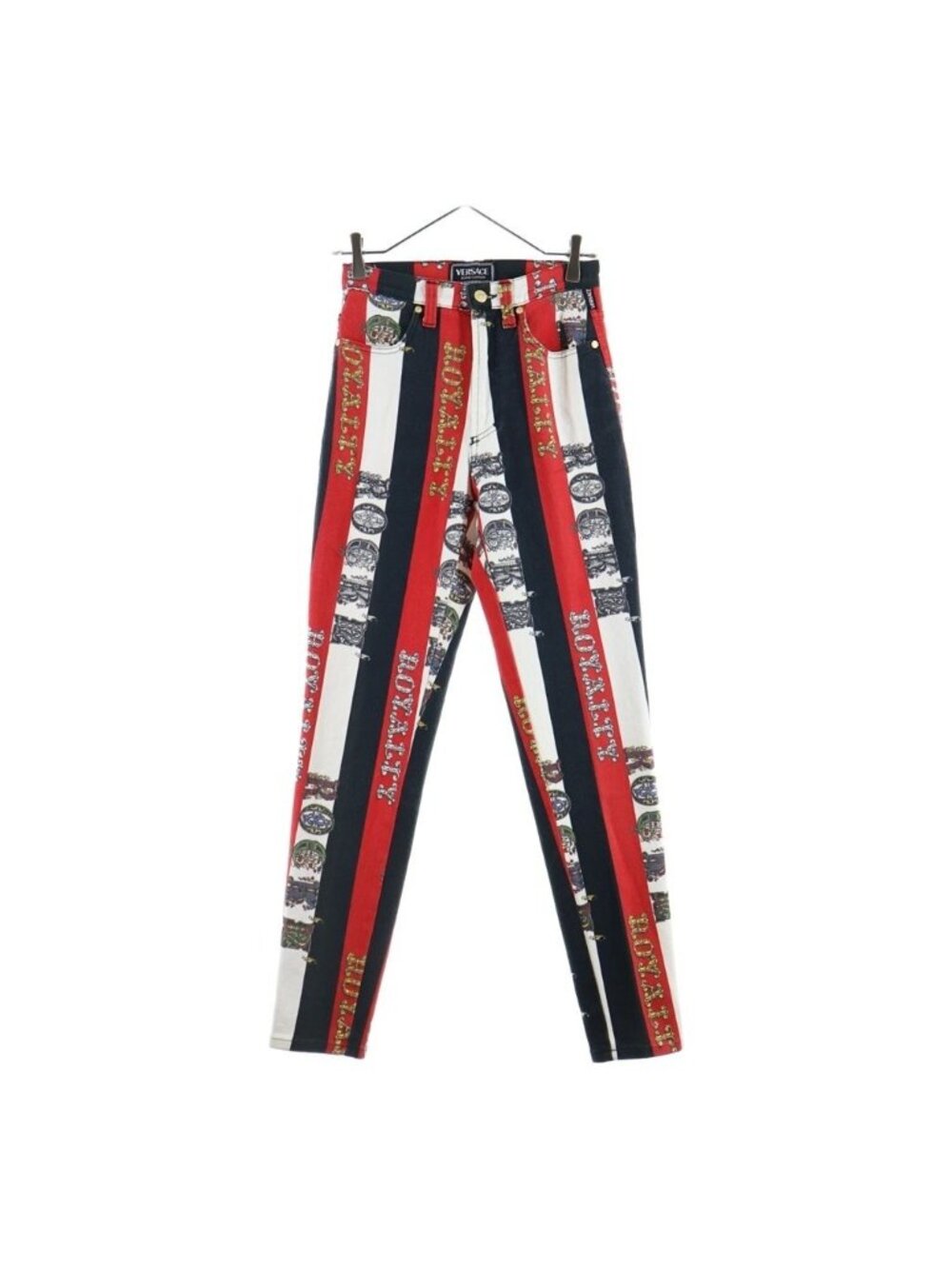 Versace All Over Print Pants Black Red Cotton 43 EC 29